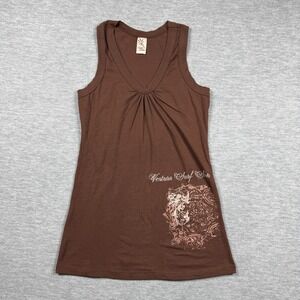Coastal Classics Tank Top Womens XL Brown Ventura Surf Shop Graphic V-Neck Tee